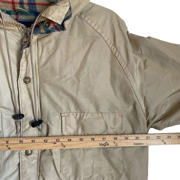 Vintage Land’s End Hooded Jacket Parka Mens S Beige Wool Blanket Lined Made USA - Picture 4 of 7